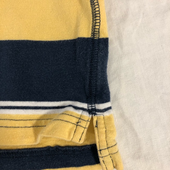 Boys 4T Place Athletics Dept polo t-shirt yellow and blue rugby stripes - Picture 6 of 8